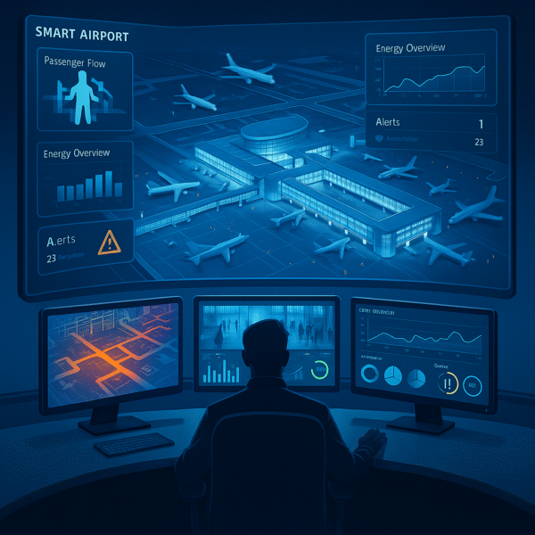 Smart Airports and Travel Efficiency: Integrating 3D GeoEngine and AI